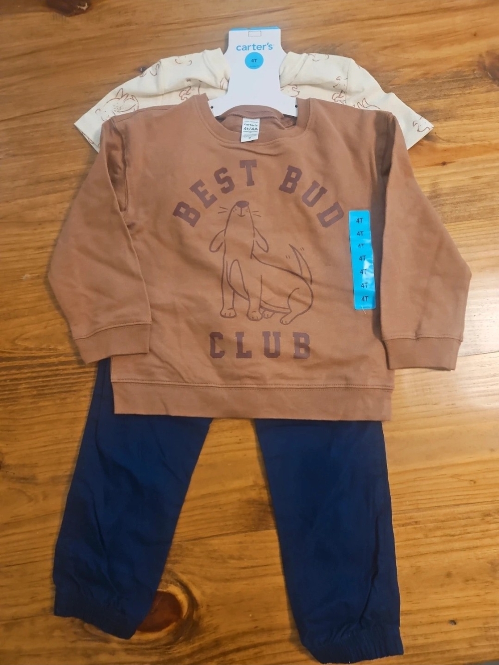 Carter's Brown 'Best Bud Club' Sweatshirt with Navy Joggers